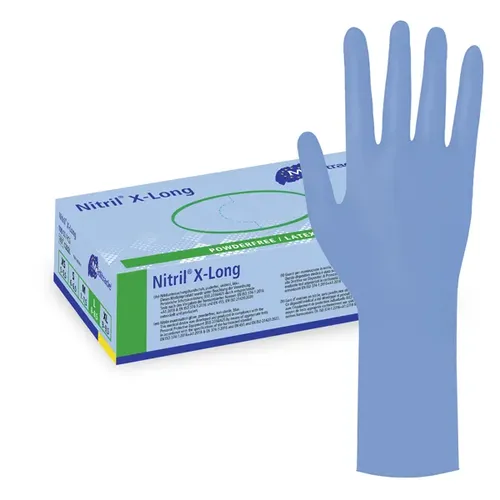 Meditrade Nitrilhandschuhe X-long blau S - 30 cm lang, hervorragende chemische Beständigkeit und optimaler Schutz für medizinische Anwendungen