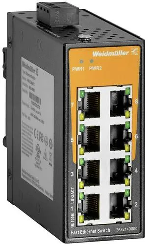 Weidmüller IE-SW-EL08-8TX 8-Port Industrial Ethernet Switch - Netzwerk, zuverlässiger 8-Port Switch für stabile Verbindungen mit 10/100 MBit/s, ideal für industrielle Anwendungen.