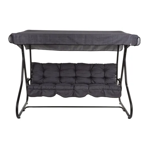Hollywoodschaukel mit Sonnendach 3-Sitzer Gartenschaukel Auflagen Anthrazit