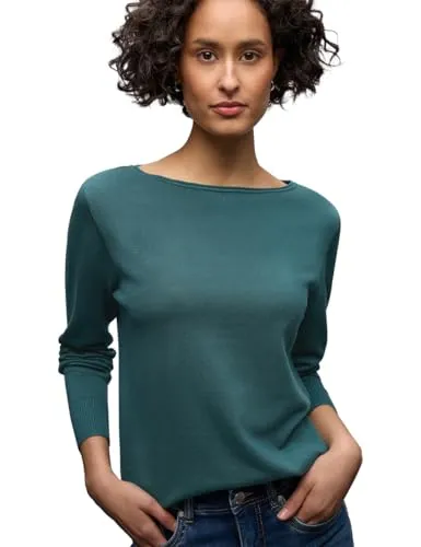 Street One Damen Basic Pullover - Vielseitiger Strickpullover - Casual Strickpullover mit U-Boot-Ausschnitt und langen Ärmeln, ideal für jeden Anlass und kombinierbar mit verschiedenen Outfits.