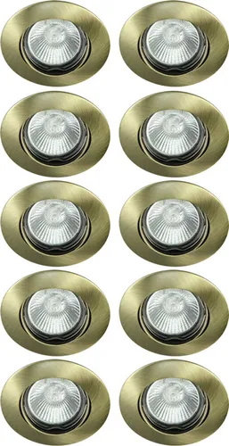 Einbaustrahler Einbauleuchte DITO DT02B Messing satiniert rund max. 35W ohne Leuchtmittel schwenkbar 10 x