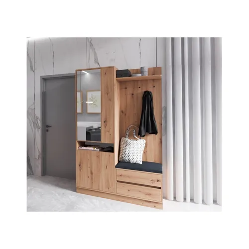 Garderobenschrank mit Spiegel Arti - Kleiderschrank mit 4 Türen und integriertem Spiegel, bietet ausreichend Stauraum mit Schubladen und Kleiderstange - ideal für Flur und Diele.