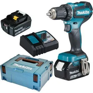 Makita DDF485RTJ - Akku-Bohrschrauber 18V 5,0Ah mit 2 Akkus, bürstenloser Motor und kompakte Bauform für präzises Arbeiten