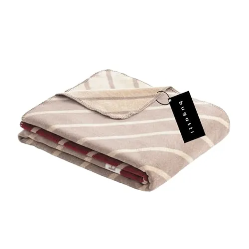 bugatti Decke 150x200 cm - Kuschelige Baumwollmix-Decke in Dunkelrot-Beige - Bettdecken: Made in Germany, kuscheliger Baumwollmix, waschbar und ideal für gemütliche Stunden auf dem Sofa oder im Bett.