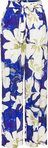 Palazzohose VIVANCE, Damen Gr. 36, Blumenmuster - Modische Palazzohose von Vivance in blau-grün-creme mit großem Blumendruck. Weich fließende Viskose, figurumspielende Passform und bequemer Dehnbund für perfekten Tragekomfort. Ideal für den Sommer!