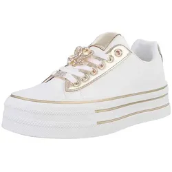 Ital-Design Damen Low-Top Freizeit Sneaker (88671928) Flach Sneakers Low in Gold goldfarben 37 EU