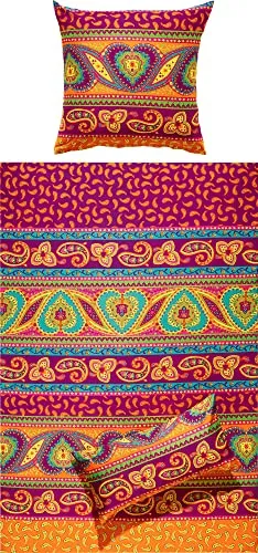 REDBEST Bettwäsche Mako-Satin 2-teilig, Paisley Design - Bettwäsche-Set aus hochwertigem Mako-Satin, bestehend aus 1 Bettbezug und 1 Kissenbezug im eleganten Paisley-Muster, pflegeleicht und maschinenwaschbar bei 60°C.