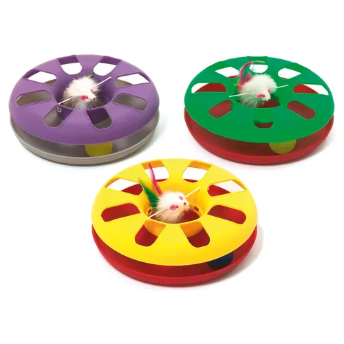 Karlie Kitty-Roundabout Katzen Spielzeug mit Ball und Maus, 24 cm Durchmesser