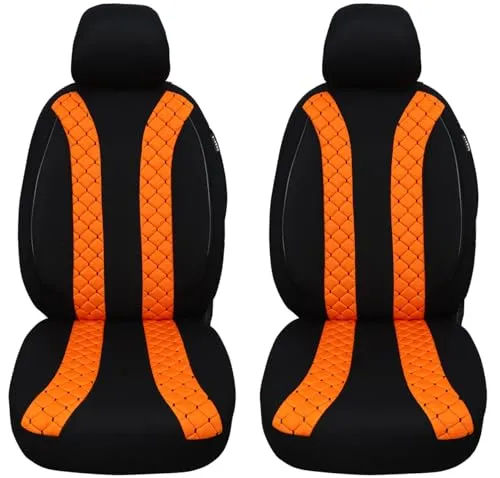 BREMER SITZBEZÜGE Autositzbezug für VW LT 2 (1996-2006) - Hochwertige Autositzbezüge in Schwarz/Orange, perfekt für VW LT 2. Mit einfachem Klettsystem, rutschfest und geeignet für Sitzheizung und Airbag – für maximalen Komfort und Sicherheit!