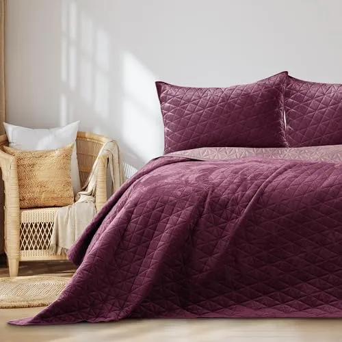 AmeliaHome Tagesdecke Laila 200x220 cm violett lila von RESTILO