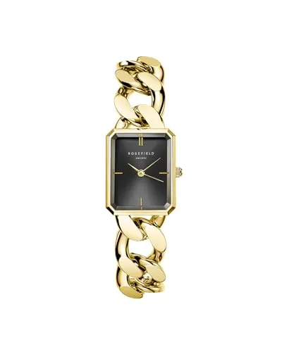 Rosefield Octagon XS Chain Uhr goldfarben 24mm - Elegante 24mm Uhr mit hochglanzpolierter Gliederkette und klassischem Design. Wasserdicht bis 3 ATM, ideal für den täglichen Gebrauch. Perfekt für einen stilvollen Auftritt!