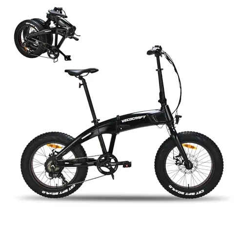 VecoCraft Hummer E-Bike Klapprad 20 Zoll - E-Bike mit faltbarem Rahmen, 48V 10Ah Akku für bis zu 80 km Reichweite, 4.0