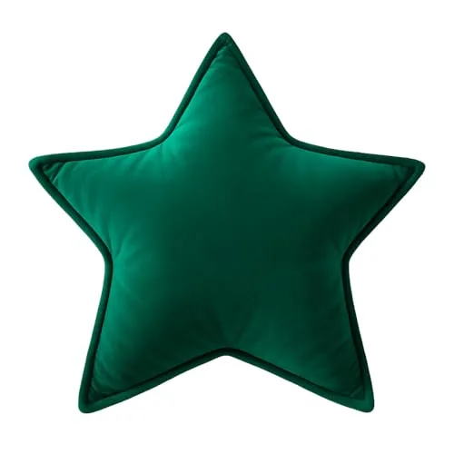 heimtexland Dekokissen Weihnachten Formkissen Stern Kuschelkissen Samt 40 cm Deko Weihnachtskissen Zierkissen Geschenk-Idee Weihnachtsdeko Kissen Typ924 tannengrün