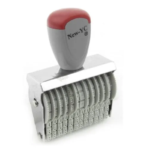 sourcing map Nummerierung Rolling Stempel mit 12 Ziffern, 5 x 3 mm, Gummi, 0-9, Grau/Rot