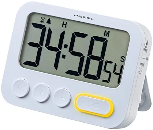 PEARL Digitaltimer: Digitaler Küchentimer mit Ton-, LED- und Vibrationsalarm und Uhrzeit (Timer mit Vibrationsalarm, Elektronischer Timer, Elektrischer)