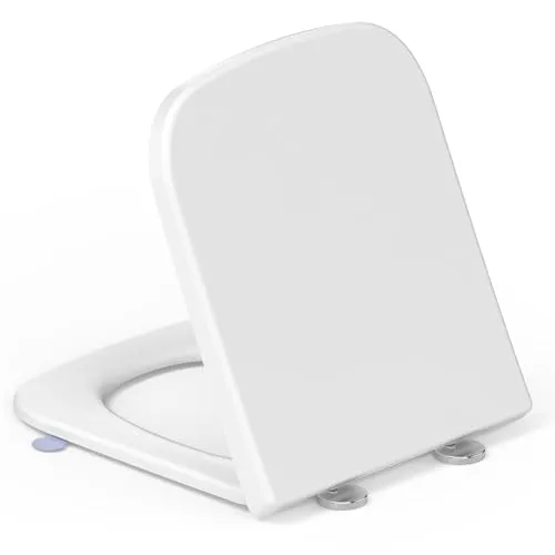 Toilettendeckel mit Absenkautomatik Eckig [KURZ],YEAUPE RPO WC Sitz Quick-Release zur einfachen Reinigung, Urea-Duroplast, abnehmbar bis 150 kg belastbar,42,2 * 36,2 * 4,4CM