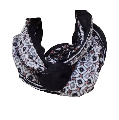 GIL-DESIGN XXL LOOP SCHAL SCHLAUCHSCHAL RUNDSCHAL HALSTUCH TÜCHER AUSWAHL HERBST WINTER 2023-2024 (Muster Schwarz Weiß)