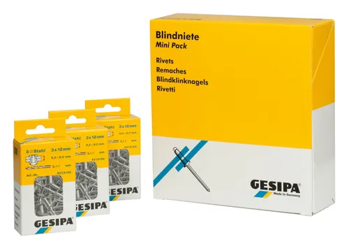 Gesipa Blindnieten-Mini-Pack Stahl / Stahl 4 x 6 mm - 1433571 (100 Stück)