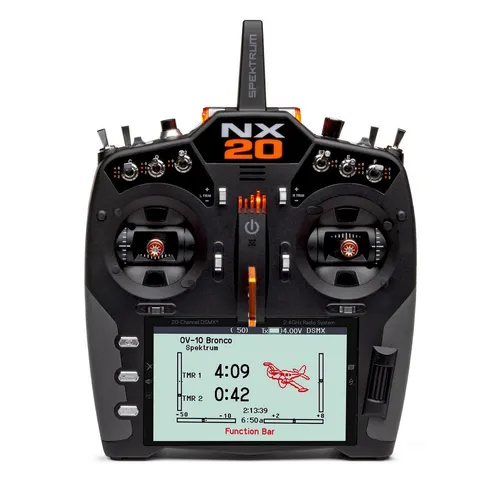 Spektrum SPMR20500EU NX20 20 Channel Transmitter - Sender & Empfänger, 20 Kanäle für präzise Steuerung und 2,4GHz Frequenzbereich für störungsfreie Übertragung.