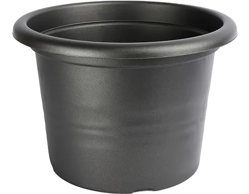 Garronda Blumentopf rund aus Kunststoff Pflanzentopf für Blumen und andere Pflanzen Blumentöpfe Plastik GD-0022 (Graphite, ⌀ 20cm H 14cm)