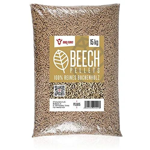 BBQ-Toro Grillpellets Buche 15 kg - Grillpellets aus 100% Buchenholz für Grill, Smoker und Heizungsanlagen. Genießen Sie intensiven Rauchgeschmack und eine saubere Verbrennung ohne Rückstände.