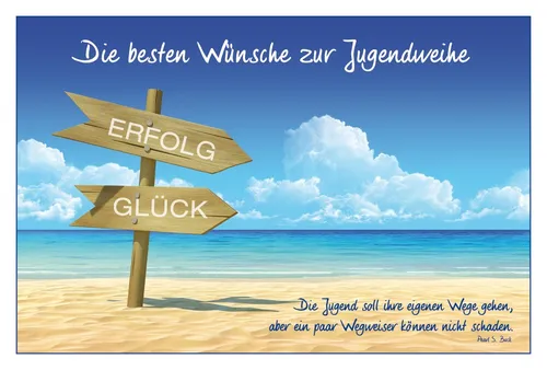 Jugendweihe - Glückwunschkarte im Format 11,5 x 17 cm mit Briefumschlag