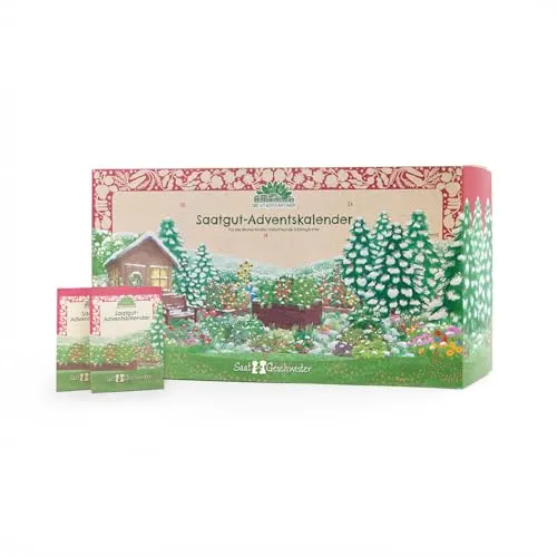 Die Stadtgärtner Saatgut-Adventskalender mit Türchen - 24 BIO-Saatgut-Überraschungen, ideal für Hobbygärtner und Gartenprofis, handgefertigt in sozialen Werkstätten
