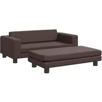 vidaXL Kindersofa mit Hocker Braun 100x50x30 cm Kunstleder - Schlafsofas für Kinder, mit bequemer Schaumstoffpolsterung und sicherem Design ohne scharfe Kanten, ideal zum Entspannen und Spielen.