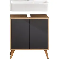 Badmöbel Set Badschrank 60 cm 3tlg Schwarz Fackelmann FINN von Fackelmann