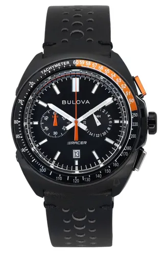 Bulova Racer Quarz-Chronograph 98B428 - Hochwertige Herrenuhr mit 100m Wasserdichtigkeit, Saphirglas und elegantem Lederarmband – ideal für den sportlichen Alltag.