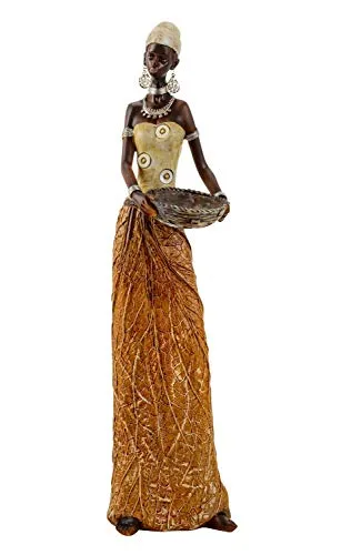 Lifestyle & More Moderne Skulptur Dekofigur Frau Afrikanerin Gold/braun Höhe 40 cm