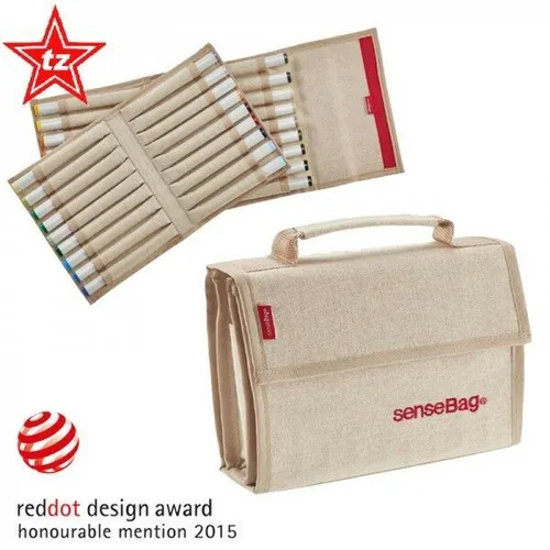 transotype senseBag Wallet - Cremefarbene Tasche für Marker - Federmäppchen für bis zu 36 Marker, aus strapazierfähigem, abwaschbarem Polyester mit hochwertig abgenähten Fächern und praktischem Tragegriff. Ideal für Künstler und Kreative!