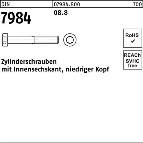 200er PACK(Stk) REYHER 007984080000080012 Zylinderschraube DIN 7984 m.Innensechs