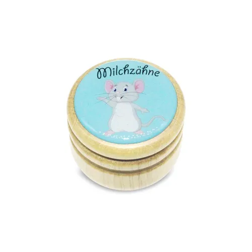 Milchzahndose Maus, Zahndose Milchzähne Bilderdose aus Holz 7012