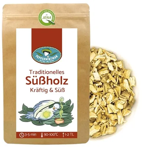 Süßholz geschält, geschnitten – 60g 150g 300g 500g Tee aus der Süßholzwurzel von PeppermintMan, schmeckt süßlich, Papiertüte (300g)
