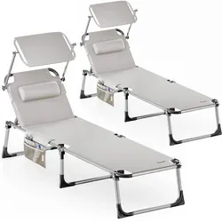 DeubaXXL DE Gartenliege Malta 2er-Set - Gartenliegen mit Sonnendach, 4-fach verstellbar und ideal für entspannte Stunden im Freien - perfekt für Garten, Strand oder Camping!