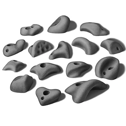 ALPIDEX 15 Klettergriffe M/L - Ergonomische Henkelgriffe in Grey Stone - Entdecken Sie 15 hochwertige Klettergriffe in verschiedenen Formen und Farben. Ideal für drinnen und draußen, bieten sie besten Halt und ein natürliches Griffgefühl für alle Kletterbegeisterten.