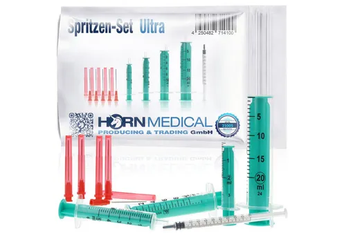 Horn Medical Einwegspritze Horn Medical Spritzen-Sets mit stumpfen Kanülen -Größe wählbar-, (Einwegartikel, einzeln steril verpackt), präzises Dosieren ohne Verletzungsgefahr