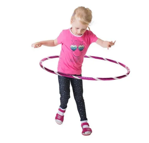 Funny Kinder Hula Hoop Ø60cm, Pink-Weiss - Bauchtrainer & Rückentrainer: Spaßiger Hula Hoop mit Hologrammoptik und Grip Tape für besseren Halt – fördert die Bewegung und Gesundheit von Kindern spielerisch!