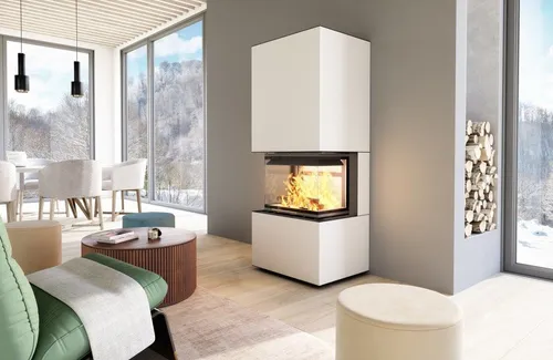 HAJDUK Kaminbausatz BRILLIANT Keramik weiß mit Kamineinsatz SMART 3XTh 7,0 kW