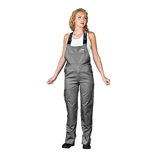 Produktbild Leber&Hollman RAWPOL Damen-Schutzlatzhose mit Taschen verstellbare Taille Arbeitshose mit Taschen für Knieschützer Polyester Baumwolle 46 Grau/Stahl