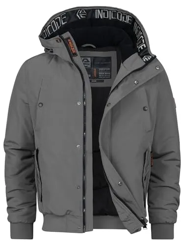 Indicode Herren INAlbanos Winterjacke mit Kapuze – Funktionale Herrenjacke in Pewter, M - Hochwertige Winterjacke mit elastischen Rippbündchen für optimalen Kälteschutz. Praktische Taschen bieten sicheren Stauraum für Wertsachen. Ideal für den Alltag und moderne Styles.