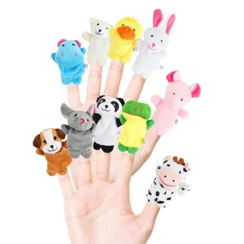 DERAYEE Finger-Puppen Set(10 Stück),Finger Plüschtier Kinder,Kleine Tier Fingerspielzeug für Ostern Geburtstag Weihnachten Party Geschenke