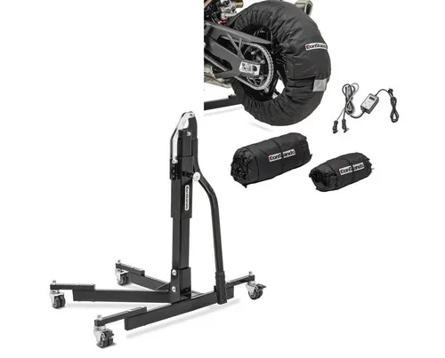 ConStands Motorradheber Set Reifenwärmer + Zentralständer S17 - Wagenheber Set mit digitalem Reifenwärmer (30-99°C) und stabilen Zentralständer für mühelosen Reifenwechsel und Wartung. Ideal für Motorradpflege und Reparaturen.