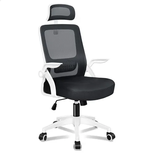 ALFORDSON Büro-Schreibtischstuhl, ergonomisch mit dynamischer Lordosenstütze, Kopfstütze, Schwarz - Ergonomischer Bürostuhl für das Home-Office mit atmungsaktivem Mesh und großzügiger Sitzpolsterung. Ideal für stundenlanges Arbeiten, bietet Unterstützung für eine gesunde Sitzhaltung.