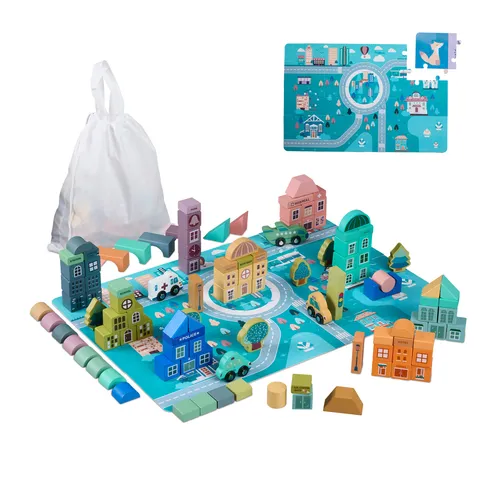 Holzbausteine Stadt Bausteine Bauklötze Holzbauklötze Holzspielzeug Holzklötze