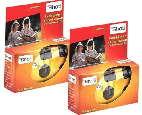 TOPSHOT Einwegkamera Rot - Ideal für Hochzeiten und Partys - Analogkamera für besondere Anlässe mit eingebautem Blitz und Farbfilm, perfekt für Hochzeiten, Verlobungen und Geburtstagsfeiern.