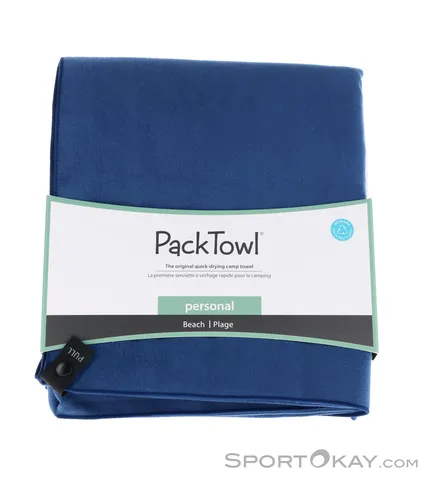 PackTowl Personal Handtuch, 91x150cm, dunkelblau - Reisehandtücher, umweltfreundliches Handtuch aus 50% recycelten Materialien, ideal für Camping, Reisen und Sport – schnell trocknend und leicht zu transportieren.