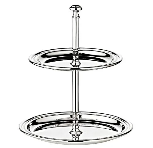 EDZARD Etagere Faden, 2-stöckig, hochglanzpoliert - Stilvolle 2-stöckige Etagere aus Edelstahl, ideal für Pralinen und Kekse. Mit elegantem Design und 16 cm Höhe ein echter Hingucker auf jeder Kaffeetafel.