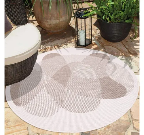 Carpet City Outdoorteppich DUO RUG 5835, rund, Höhe: 5 mm, Wendeteppich Wetterfest In- & Outdoor, Balkon, Terrasse, Wohnzimmer